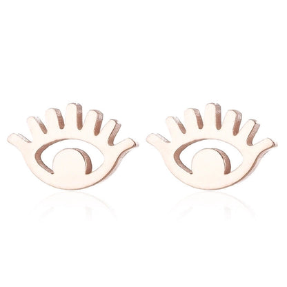 Women's Fashion Eye Metal No Inlaid Ear Studs Plating Stainless Steel Earrings