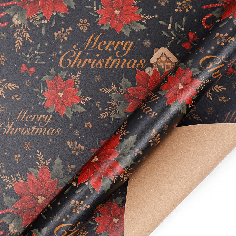 Christmas Gift Gift Box Wrapping Paper Brown Kraft Paper Uv Printing Environmentally Friendly Christmas Wrapping Paper Set