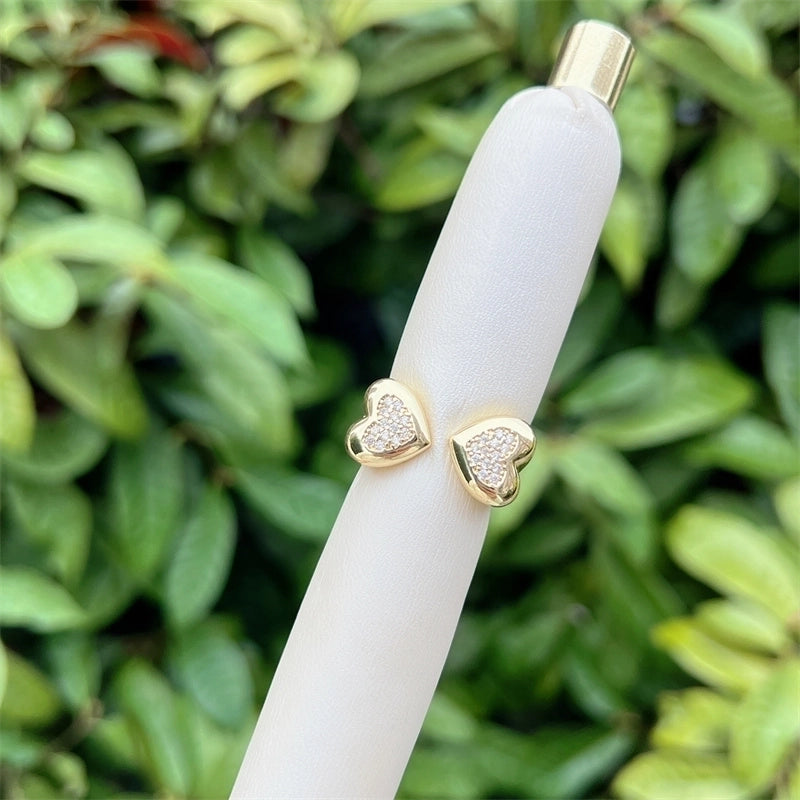 Copper 18K Gold Plated Heart Shape Butterfly Zircon Open Rings