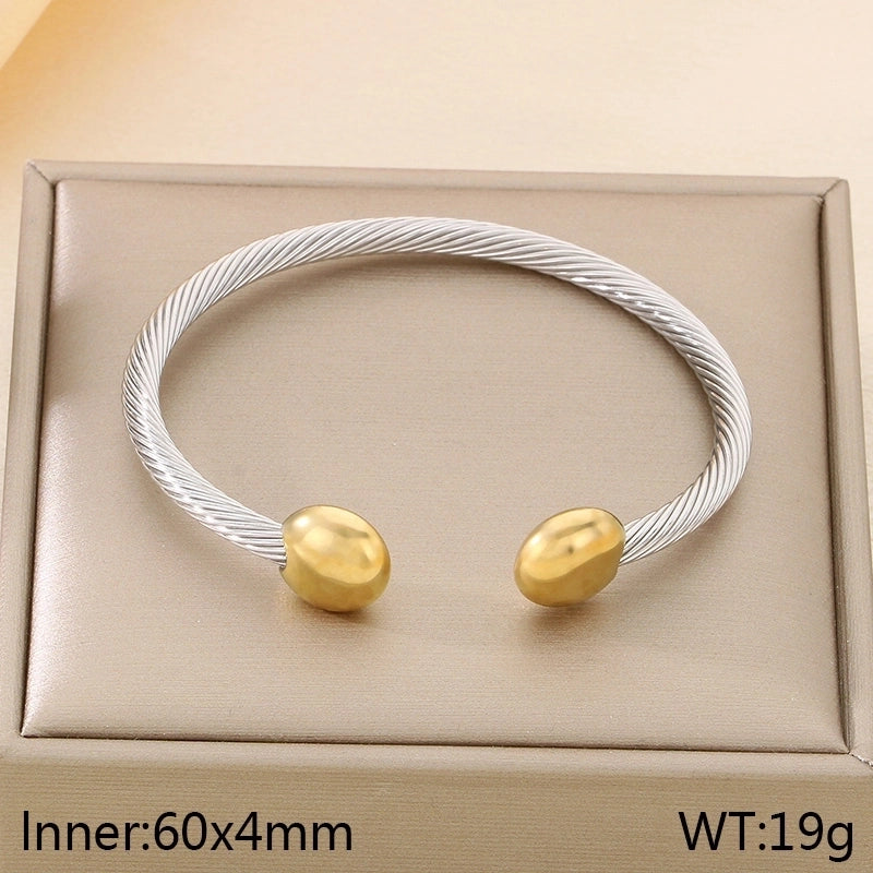 Vintage Style Geometric 304 Stainless Steel 18K Gold Plated Bangle In Bulk