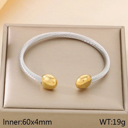 Vintage Style Geometric 304 Stainless Steel 18K Gold Plated Bangle In Bulk