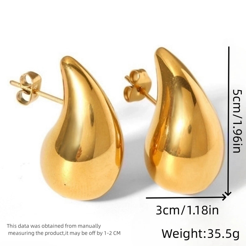 1 Pair Minimalist Water Droplets Plating Stainless Steel 18k Gold Plated Ear Studs