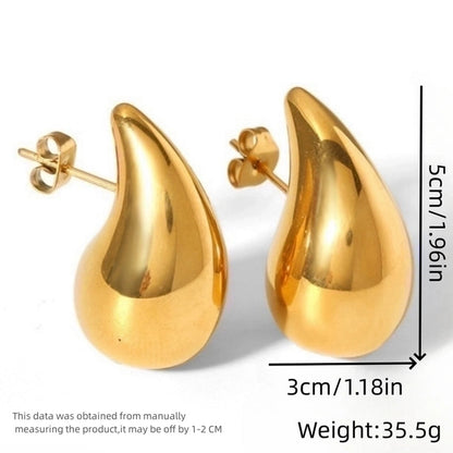 1 Pair Minimalist Water Droplets Plating Stainless Steel 18k Gold Plated Ear Studs
