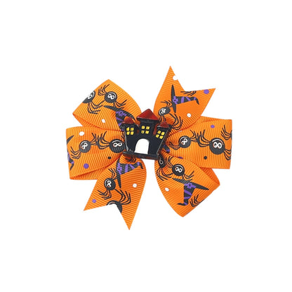 Halloween Funny Halloween Pattern Rib Ribbon Party Hairpin