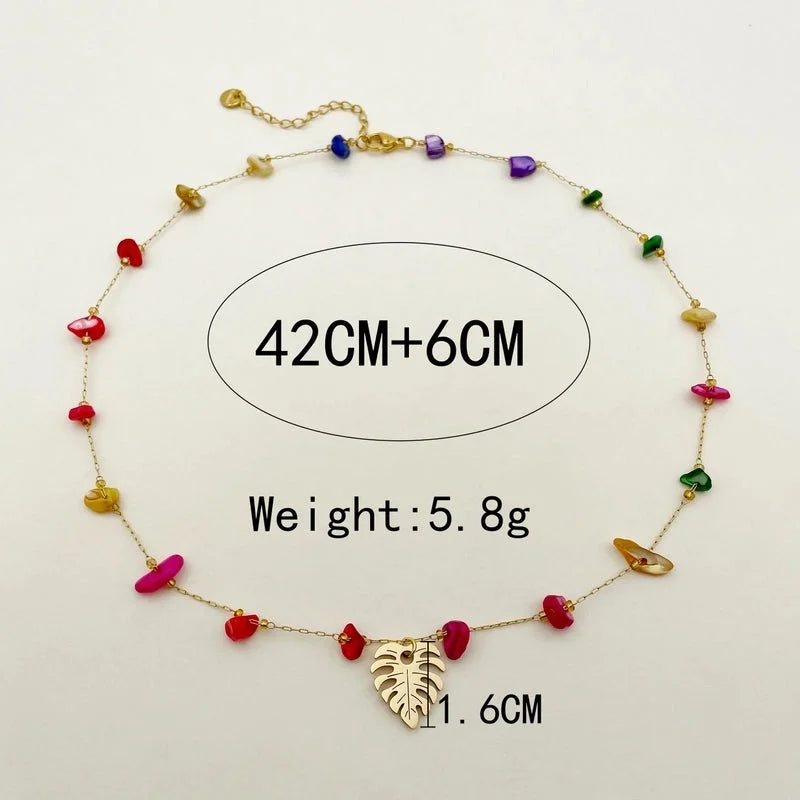 Casual Vacation Leaves Stainless Steel Gravel Polishing Plating Gold Plated Necklace