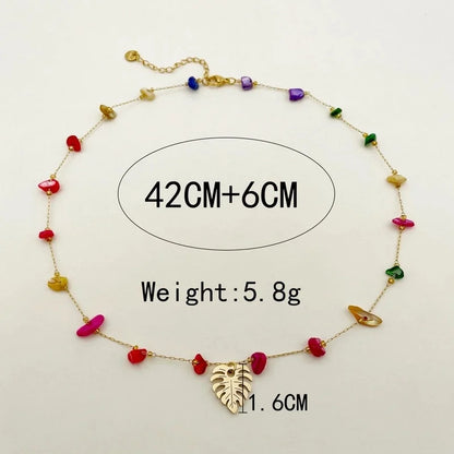Casual Vacation Leaves Stainless Steel Gravel Polishing Plating Gold Plated Necklace