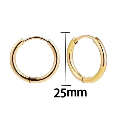1 Pair Minimalist Solid Color Plating Stainless Steel Hoop Earrings