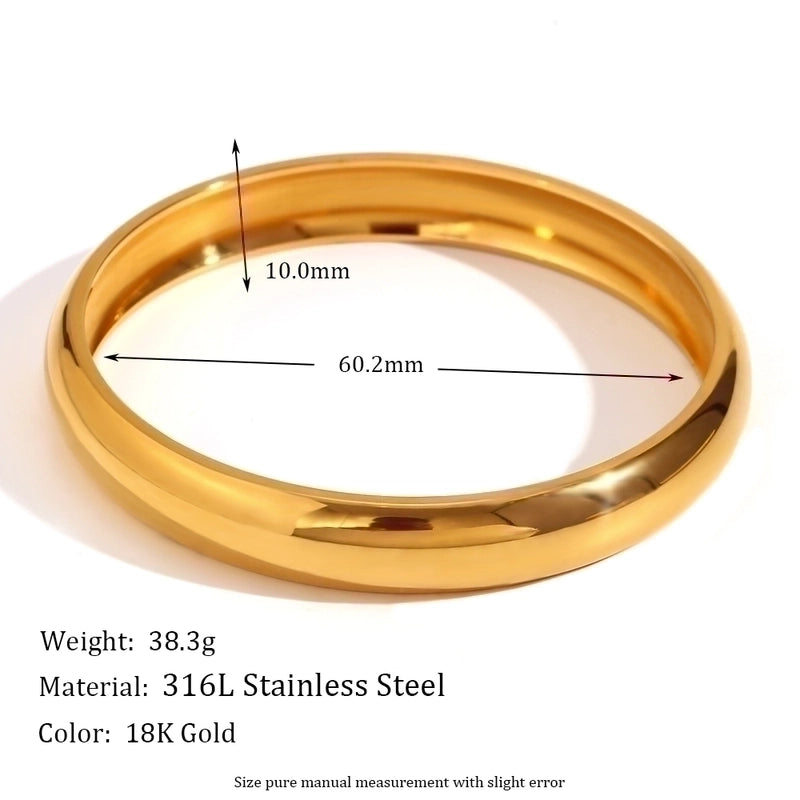 Minimalist Classic Style Solid Color 304 Stainless Steel 18K Gold Plated Bangle In Bulk