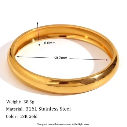 Minimalist Classic Style Solid Color 304 Stainless Steel 18K Gold Plated Bangle In Bulk