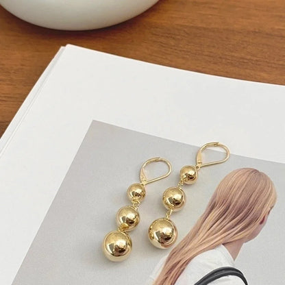 1 Pair Ig Style Minimalist Round Solid Color Plating Copper Drop Earrings