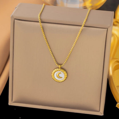 Elegant Lady Sweet Heart Shape Rose Titanium Steel Shell Plating Earrings Necklace