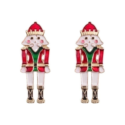 1 Pair Cute Funny Classic Style Cartoon Character Nutcracker Inlay Alloy Seed Bead Drop Earrings