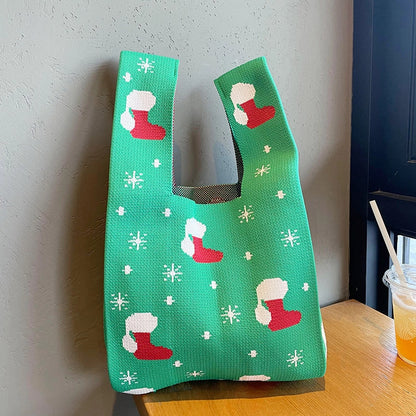 Vest Bag Vest Bag Cute Panda Large Knitted Shoulder Handbag Hand Bag Commuter Large Capacity Wrist Bag