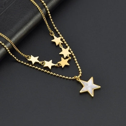 Elegant Minimalist Star Titanium Steel Acrylic 18K Gold Plated Inlay Earrings Anklet Necklace