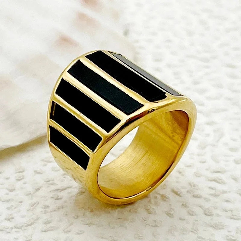 304 Stainless Steel Gold Plated Elegant Retro Minimalist Plating Geometric Shell Rings
