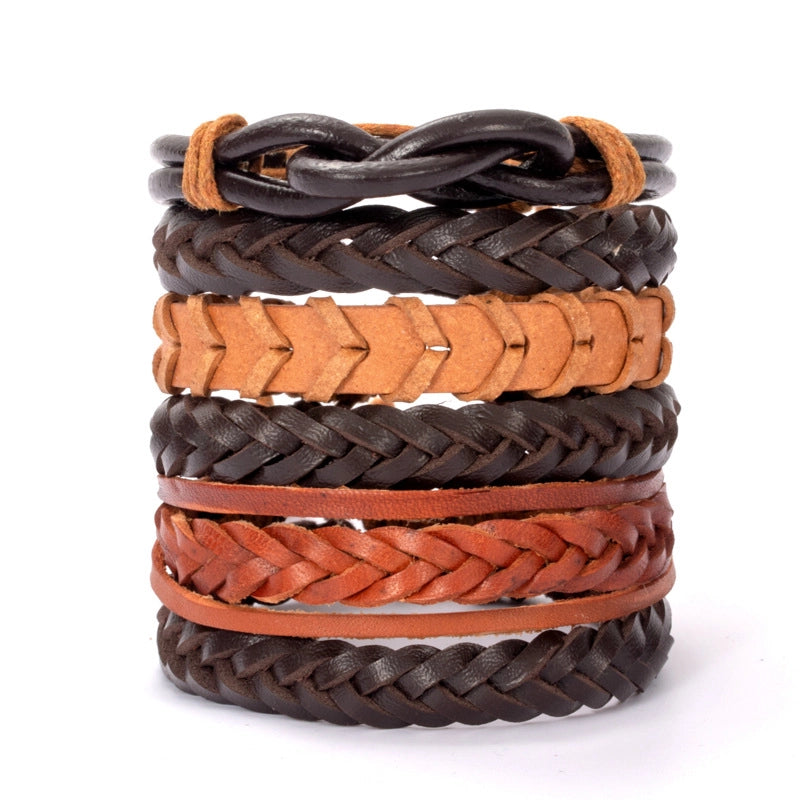 Casual Retro Star Solid Color Skull Pu Leather Layered Braid Halloween Unisex Bracelets