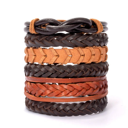 Casual Retro Star Solid Color Skull Pu Leather Layered Braid Halloween Unisex Bracelets