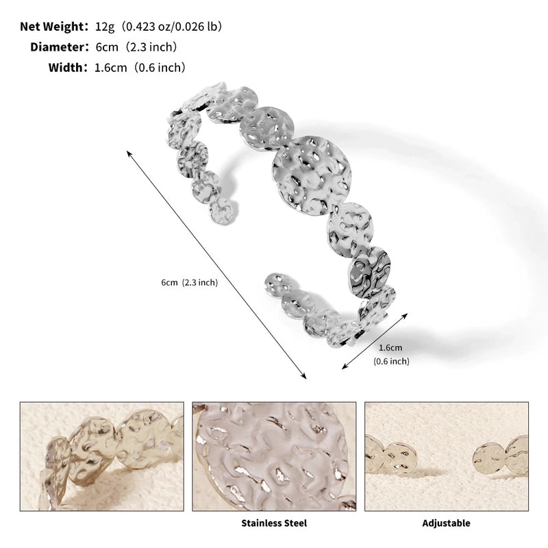 Modern Style Geometric Plant 304 Stainless Steel 18K Gold Plated Bangle In Bulk