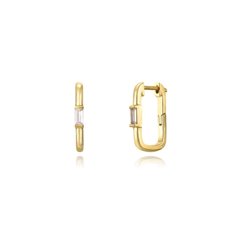 1 Pair IG Style U Shape Geometric Inlay Copper Zircon Gold Plated Ear Cuffs Earrings