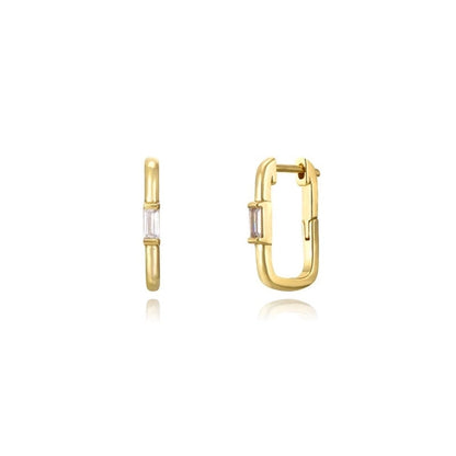 1 Pair IG Style U Shape Geometric Inlay Copper Zircon Gold Plated Ear Cuffs Earrings