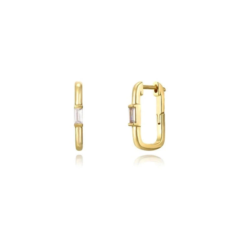 1 Pair IG Style U Shape Geometric Inlay Copper Zircon Gold Plated Ear Cuffs Earrings