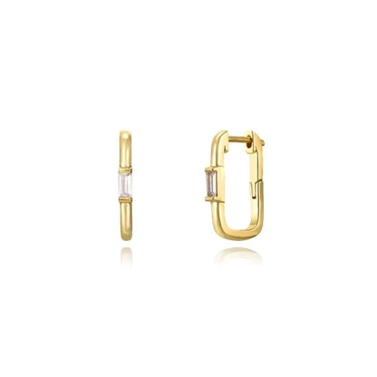 1 Pair IG Style U Shape Geometric Inlay Copper Zircon Gold Plated Ear Cuffs Earrings