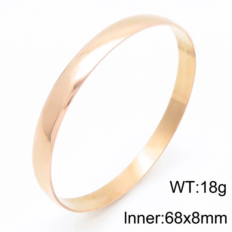 Minimalist Round Stainless Steel 18K Gold Plated Bangle In Bulk
