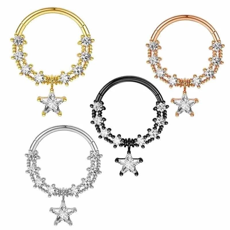 1 Piece Nose Rings & Studs Minimalist Classic Style Solid Color 304 Stainless Steel Inlay Rhinestones Nose Rings & Studs