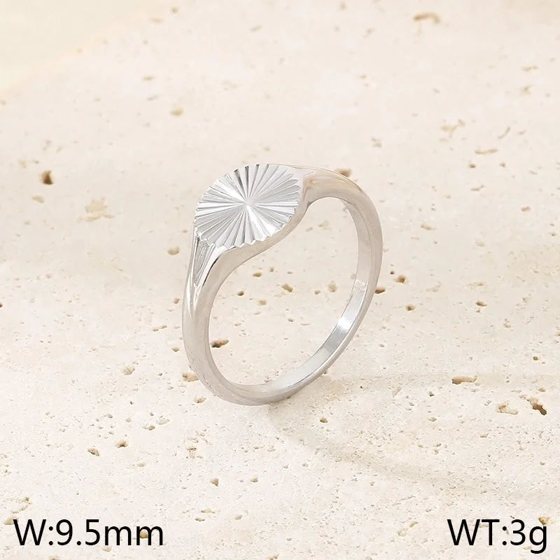 Basic Minimalist Classic Style Geometric 304 Stainless Steel 18K Gold Plated Rings