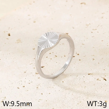 Basic Minimalist Classic Style Geometric 304 Stainless Steel 18K Gold Plated Rings