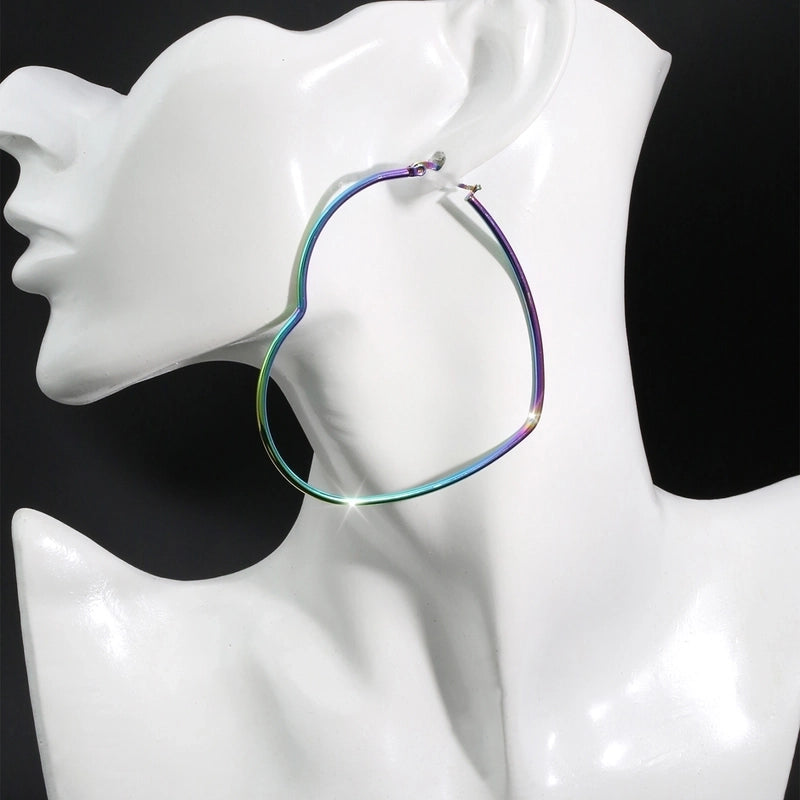 1 Pair Hip-Hop Exaggerated Luxurious Pentagram Round Heart Shape Plating 304 Stainless Steel Stainless Steel Earrings