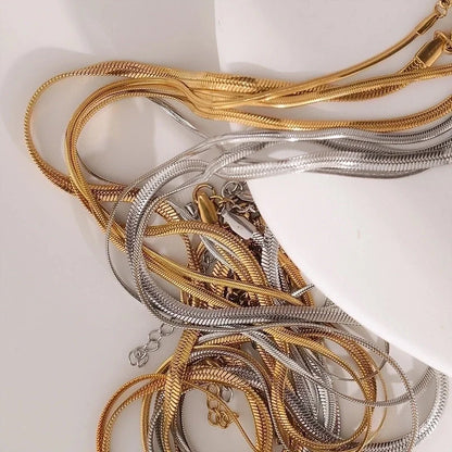 Minimalist Classic Style Solid Color 304 Stainless Steel 18K Gold Plated Plating Necklace