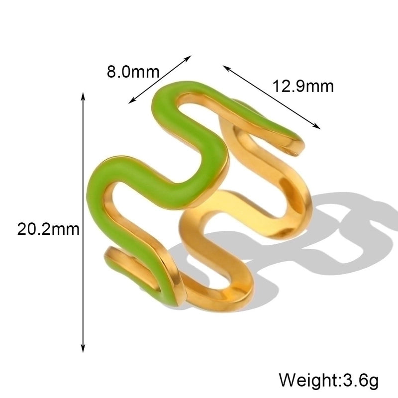 Minimalist Solid Color 304 Stainless Steel Pearl Zircon 18K Gold Plated Plating Inlay Rings