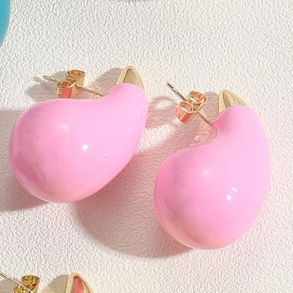 1 Pair Minimalist Water Droplets Epoxy Plating Brass 14k Gold Plated Ear Studs