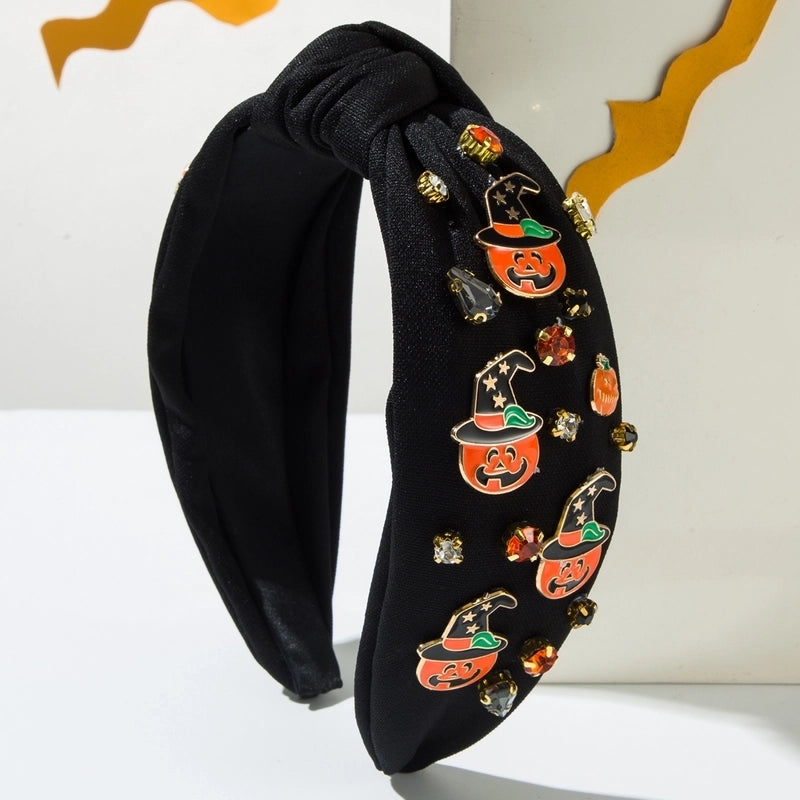Halloween Classic Style Women's Pumpkin Ghost Alloy Glass Inlay Rhinestones Hair Band