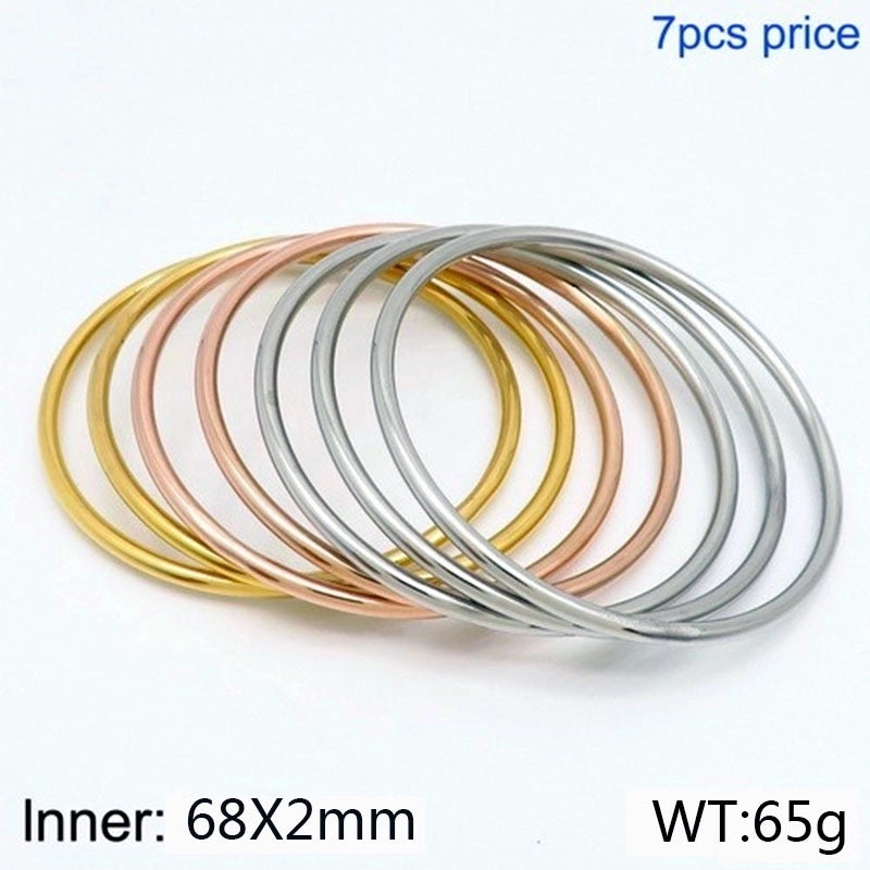 304 Stainless Steel 18K Gold Plated Minimalist Round Solid Color Bangle