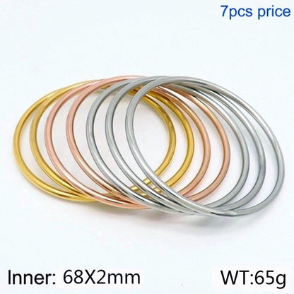 304 Stainless Steel 18K Gold Plated Minimalist Round Solid Color Bangle