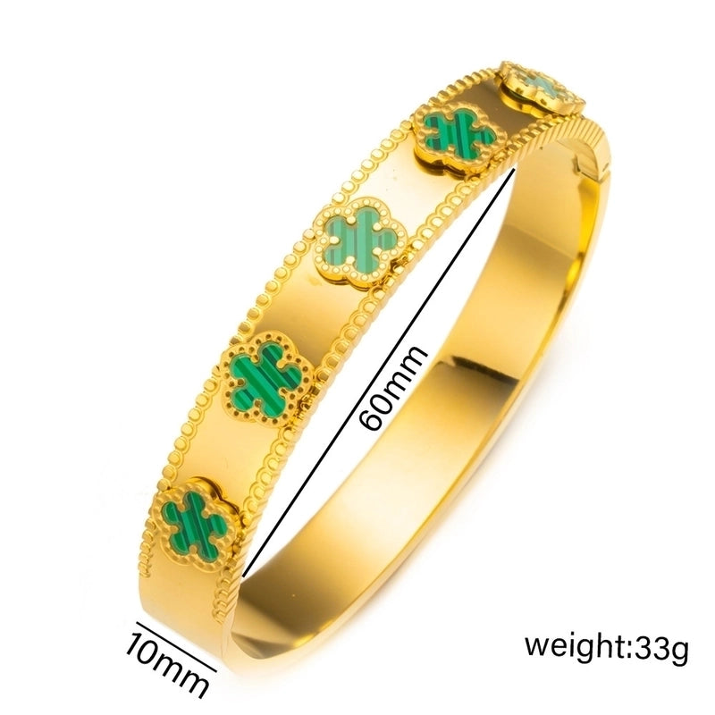 Elegant Letter Heart Shape Flower Titanium Steel Bangle