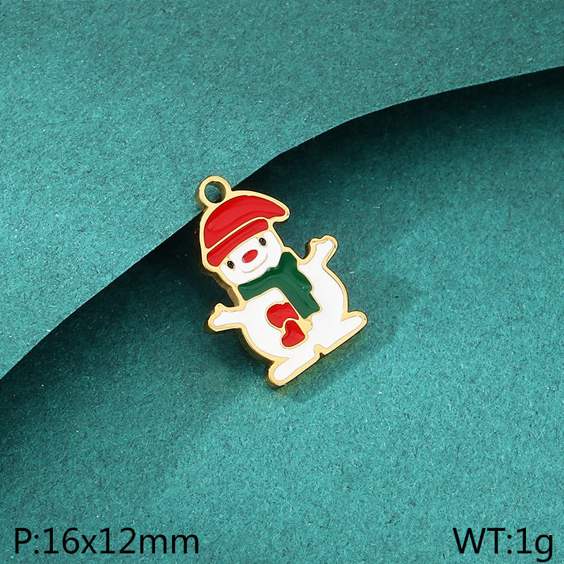 Diy Christmas Elements Oil Drop Stainless Steel Accessories Pendant Christmas Tree Santa Claus Snowman Reindeer