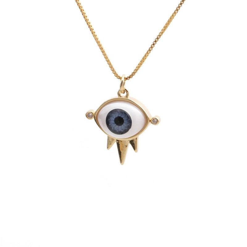 Dripping Evil Eye Copper Zircon Pendant Necklace