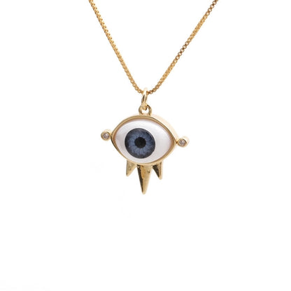 Dripping Evil Eye Copper Zircon Pendant Necklace