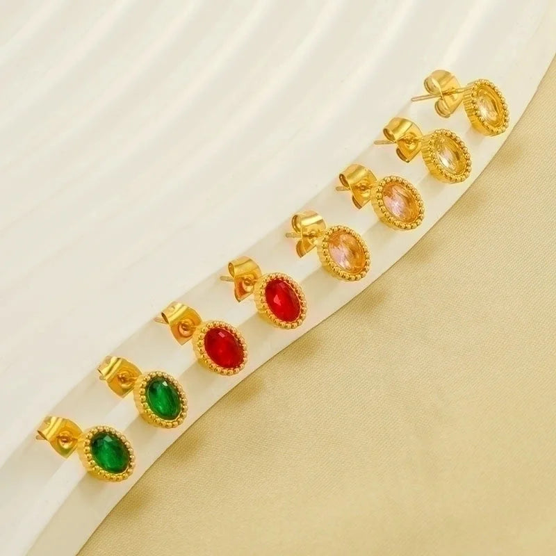 1 Pair Glam Retro Heart Shape Plating Inlay 304 Stainless Steel Rhinestones 18K Gold Plated Drop Earrings