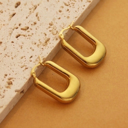 1 Pair Retro Minimalist C Shape U Shape Solid Color Plating Titanium Steel 18k Gold Plated Earrings