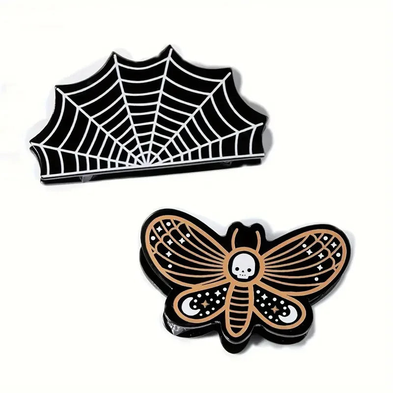 Halloween Minimalist Women's Pumpkin Spider Web Bat Arylic Hair Claws