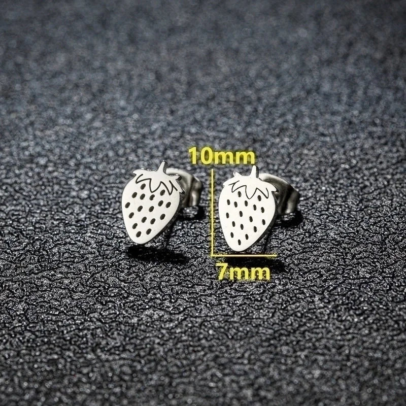 1 Pair IG Style Modern Style Sweet Mermaid Apple Strawberry Polishing Plating 304 Stainless Steel 18K Gold Plated Ear Studs