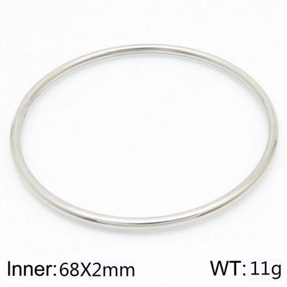 304 Stainless Steel 18K Gold Plated Minimalist Round Solid Color Bangle