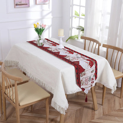 Christmas Christmas Tree Santa Claus Elk Polyester Christmas Tablecloth