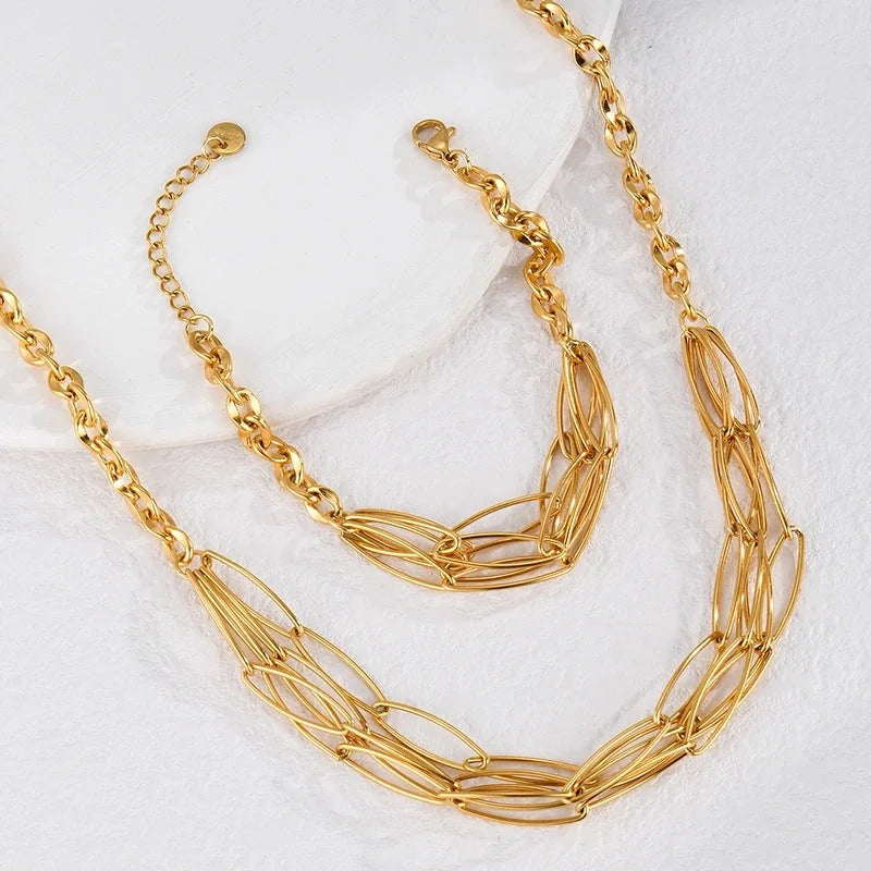 Casual Minimalist Solid Color 304 Stainless Steel Bracelets Necklace