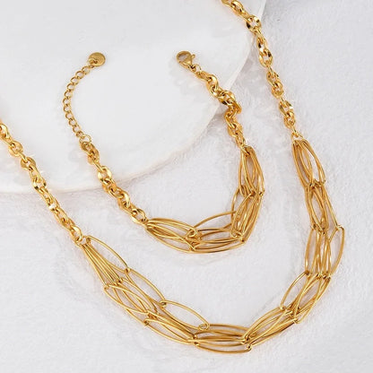 Casual Minimalist Solid Color 304 Stainless Steel Bracelets Necklace