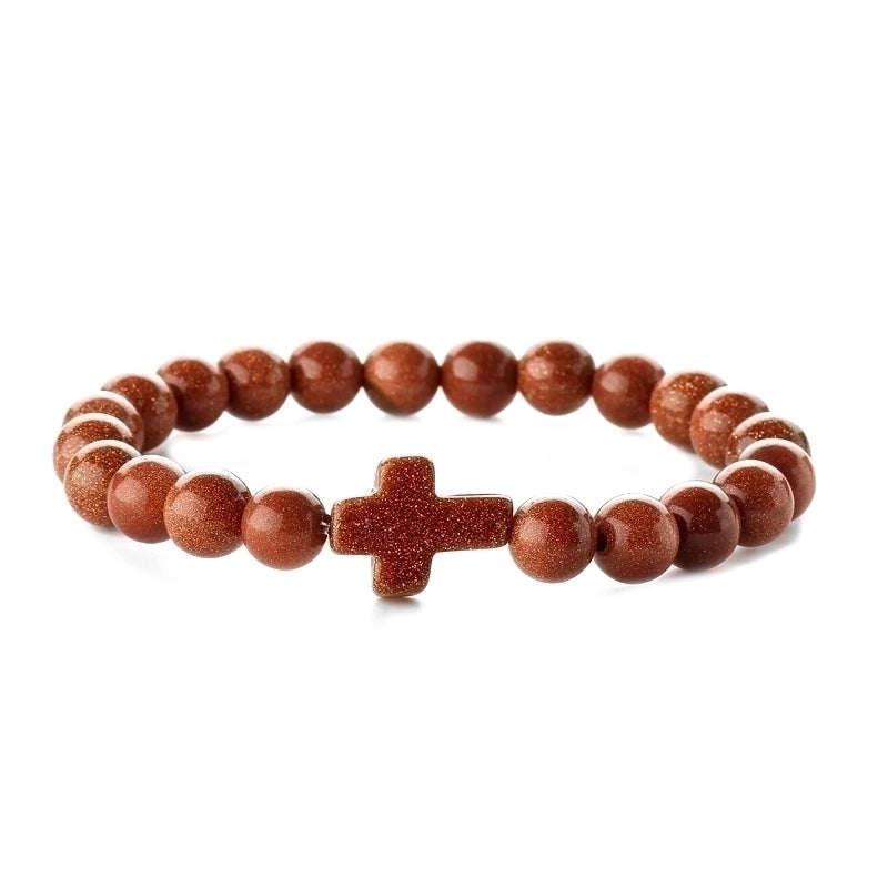 Retro Cross Beaded Natural Stone Bracelets